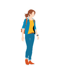 Fototapeta premium Flat vector people and illustration, woman with casual outfit