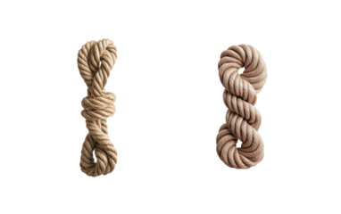 Rustic rope knots isolated on black background