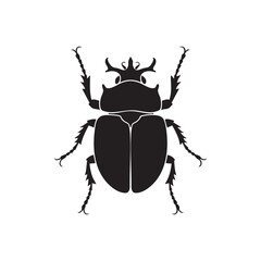 Black Beetle Silhouette Logo Vector Design