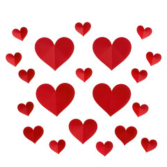 Bright Red Paper Hearts in Various Sizes for Love and Romance Themes