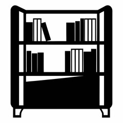 Simple silhouette of a bookshelf with solid black fill