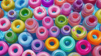 Colorful Pool Floats in Vibrant Water Setting