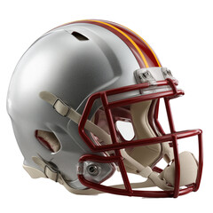 Fototapeta premium Football helmet designed with silver and red colors suitable for sports enthusiasts and collectors