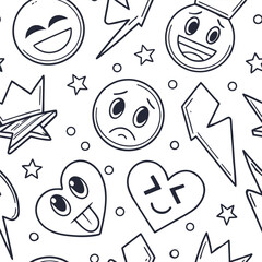 Happy sad faces lightning bolts stars hearts crowns emoji