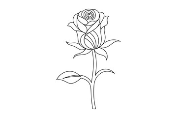 Single Line Rose Drawing &ndash;Minimalist Flower Line Art Vector Design. eps