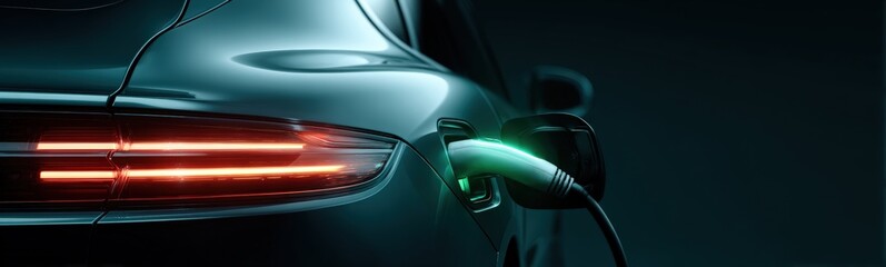 Fototapeta premium Electric car charging at night