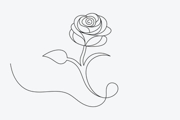 Single Line Rose Drawing –Minimalist Flower Line Art Vector Design. eps