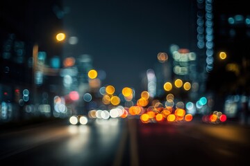 Blurry night cityscape view