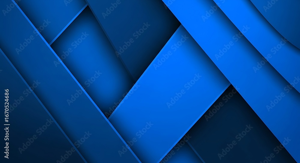 Poster abstract blue geometric background with overlapping layered shapes and dynamic shadow effects