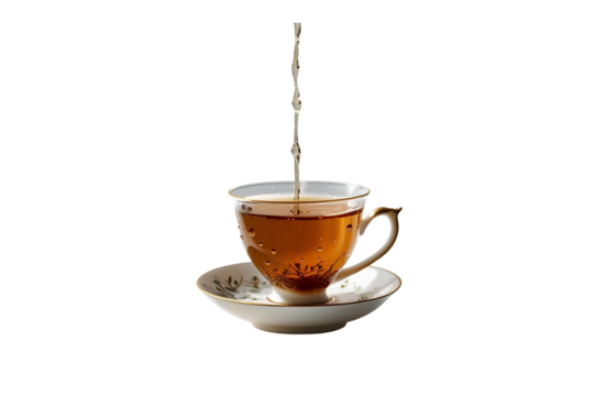 cup of tea, displaying a simple design against a white void, resulting in a straightforward visual.