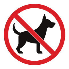 Prohibition sign with black dog silhouette no dogs animal