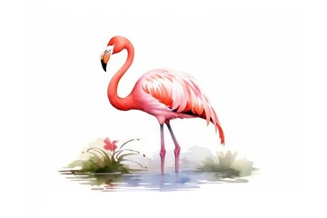 Flamingo animal bird white background.