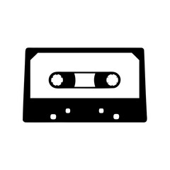 High contrast black and white image of a vintage audio cassette tape