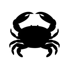 Silhouette of a crab on a white background, ready to attack