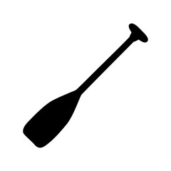 Black paddle on white background representing canoeing, kayaking, or rafting