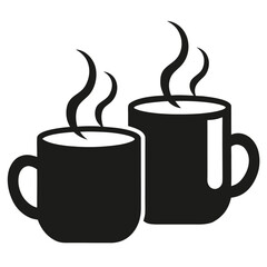 Two steaming black coffee cups beverage drink