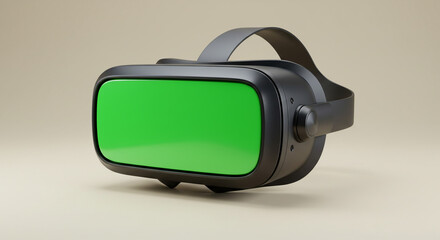 Immersive virtual reality headset with vibrant green screen for cutting-edge digital experiences