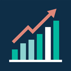 Upward trending bar chart with arrow graph growth