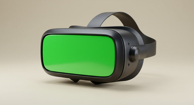 Immersive virtual reality headset with vibrant green screen for cutting-edge digital experiences
