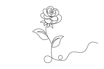 Single Line Rose Drawing –Minimalist Flower Line Art Vector Design. eps