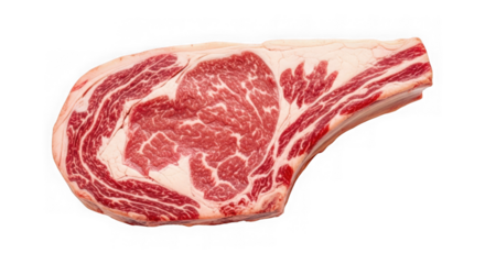 Raw ribeye steak isolated on transparent background