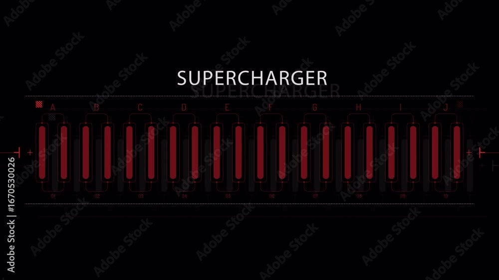 Poster futuristic supercharger ui display: dynamic energy cells and charging status