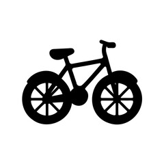 Silhouette of a bicycle with two wheels on a white background