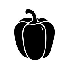 Black silhouette vector illustration of a bell pepper on a white background