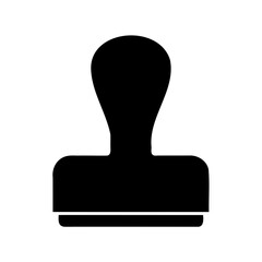 Black stamp icon on white background symbolizing approval or validation process