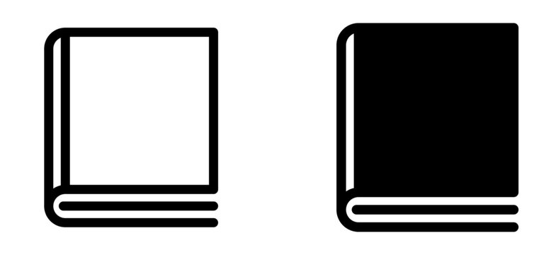 Set of book icons in outline and solid style.