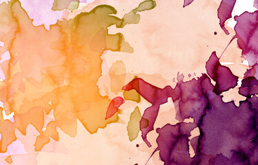 Abstract watercolor background with orange red tones