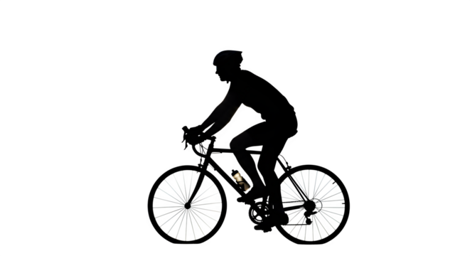 Black and white contour of cyclist. Outlines a sporty person for posters, branding, and print ads.