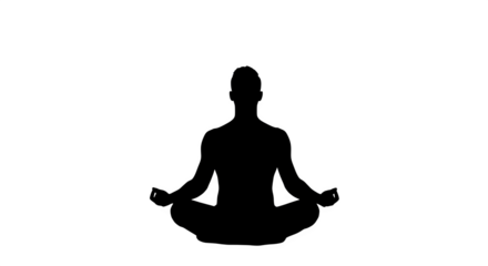 Black silhouette shows meditative pose. Use for spiritual branding, poster, or digital design.