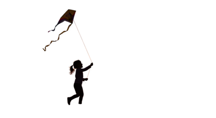 Girl flies kite in silhouette against black sky, creating a sense of magic and wonder, for posters, greeting cards, and social media.
