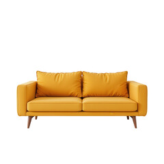 Cozy Yellow Couch with Soft Cushions in Minimalist Living Room