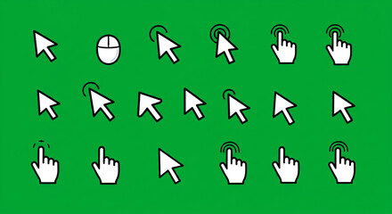 Dynamic cursor icons for digital interaction, website navigation, and app design, offering modern click and touch guidance