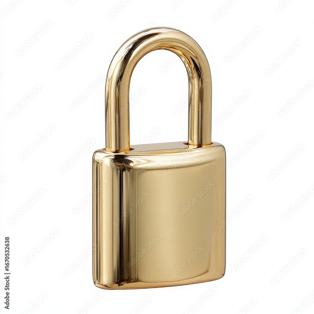 Poster shiny golden padlock security symbol isolated on white background perfect for website design and sec