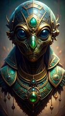 Fototapeta premium Alien portrait, ornate armor