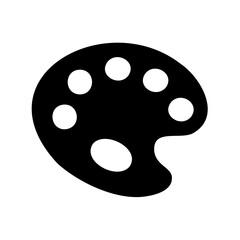 Black and white illustration of an artist's paint palette with several wells