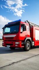 Red fire truck on an airport tarmac