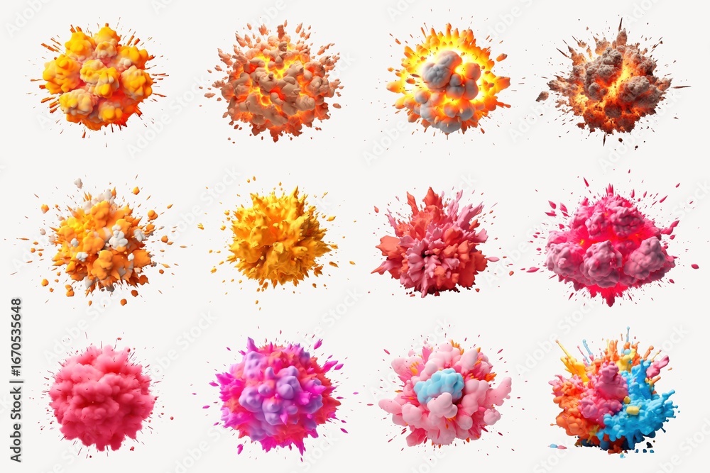Poster 3d color explosion design element set