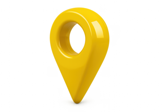 Yellow Location Pin Icon on Transparent Background Symbolizing Global Positioning