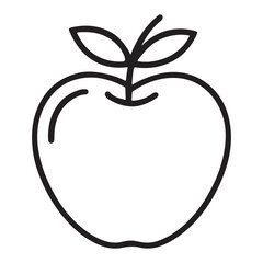 Simple line drawing of an apple with leaves