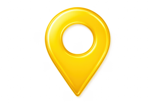 Golden location pin indicating a specific spot on transparent background