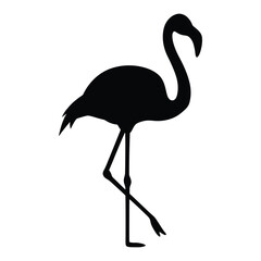 Silhouette of a flamingo standing on one leg, , perfect for tropical and wildlife related designs