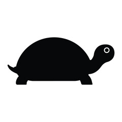 Silhouette of a turtle, representing its slow and steady nature, marine life, and conservation efforts in a simple design