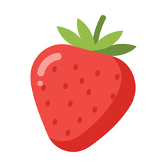 Illustration of a single strawberry, a sweet and juicy fruit, perfect for summer desserts and healthy snacks, rich in vitamins