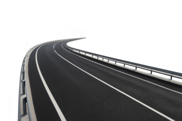 Winding highway road turning with transparent background