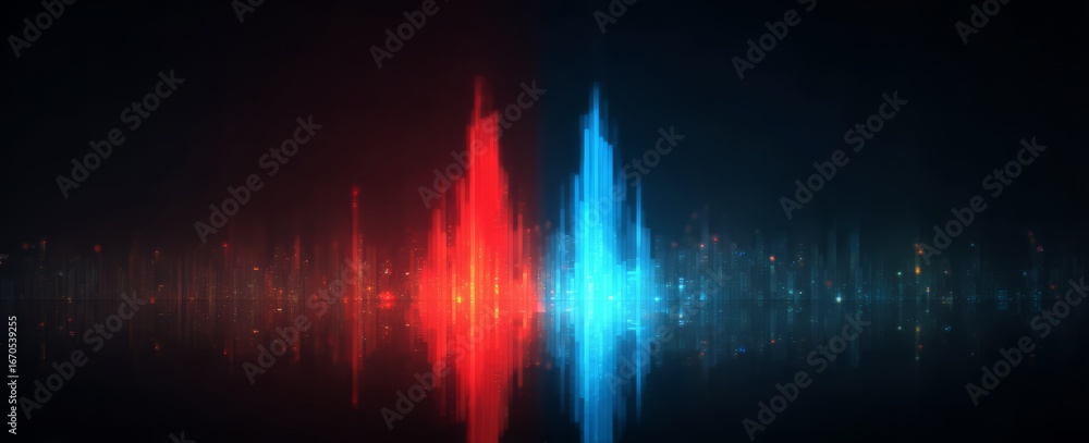 Aufkleber vibrant and dynamic image of two contrasting colors, blue and red, creating a wave-like pattern