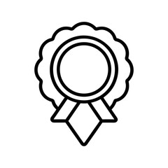 Silhouette circular medal with bold outline champion award emblem vector design isolated on white background